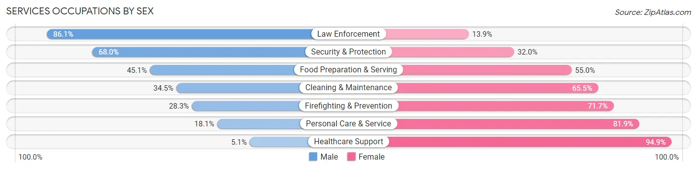 Services Occupations by Sex in Wixom