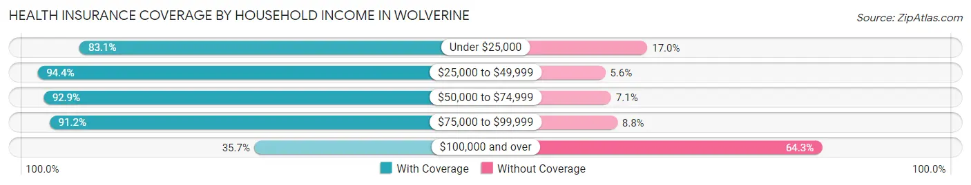 Health Insurance Coverage by Household Income in Wolverine