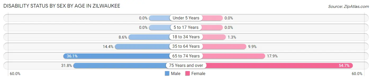Disability Status by Sex by Age in Zilwaukee