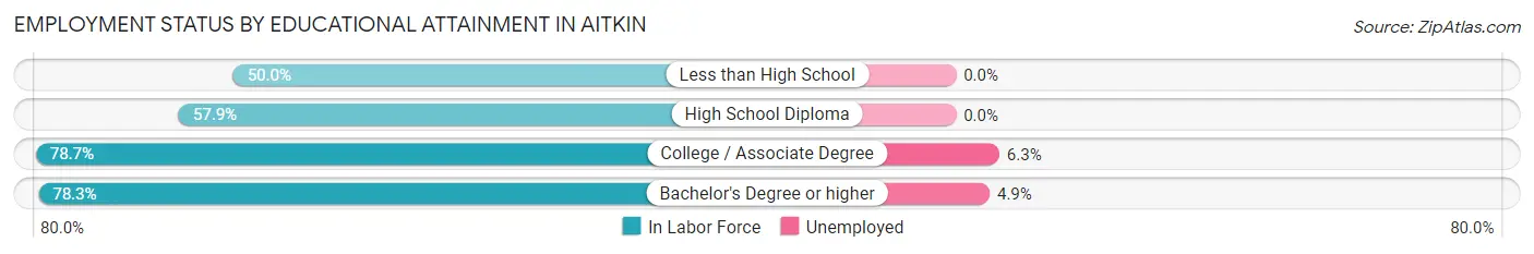 Employment Status by Educational Attainment in Aitkin