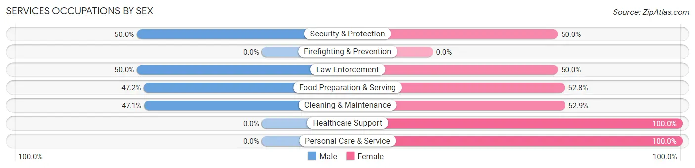 Services Occupations by Sex in Aitkin