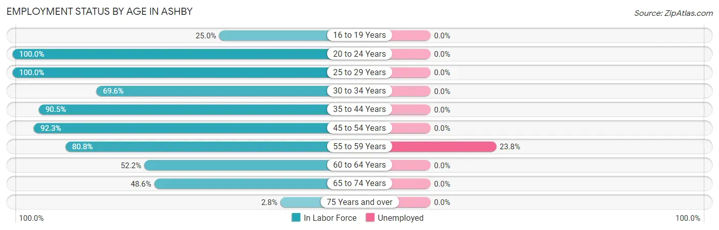 Employment Status by Age in Ashby