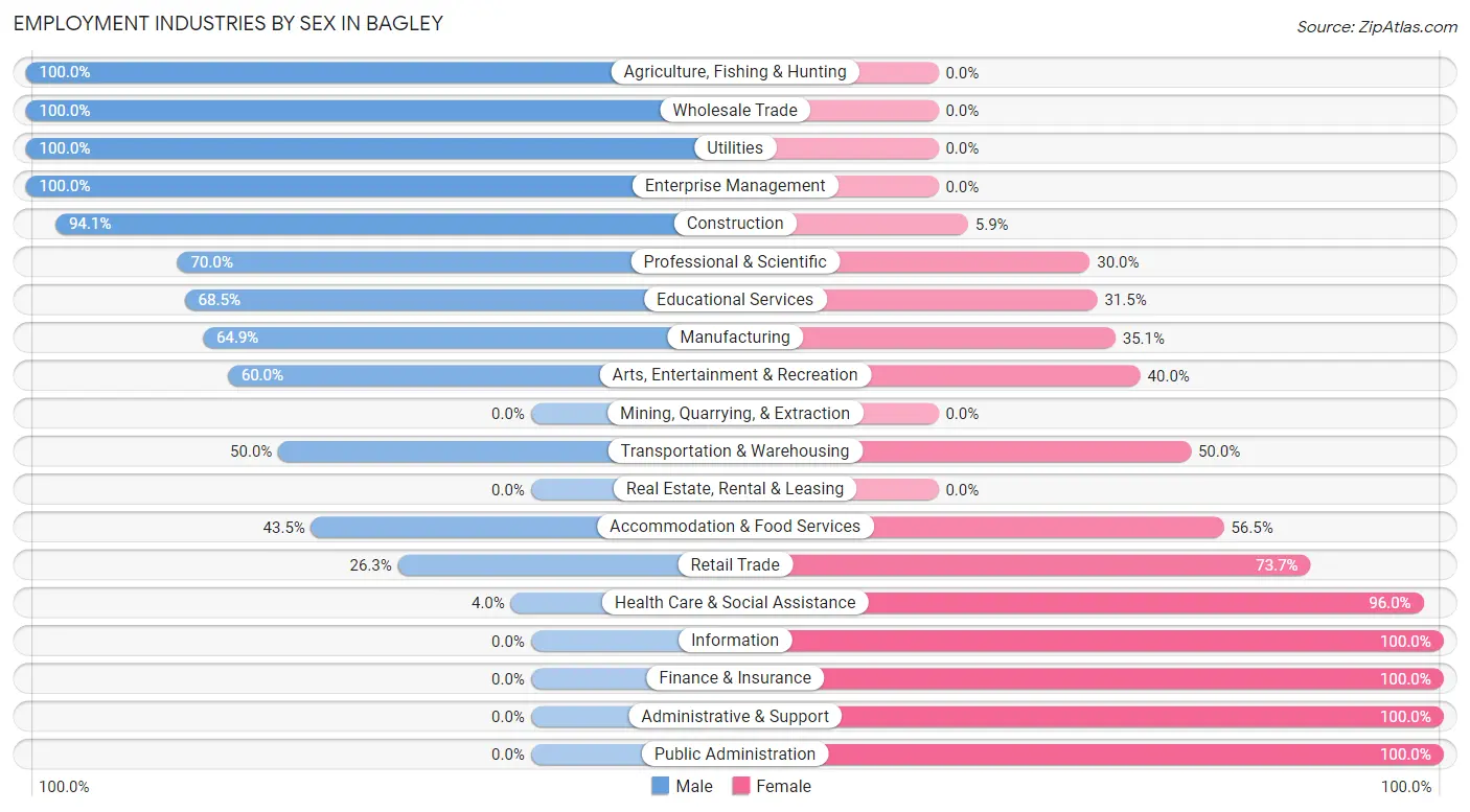 Employment Industries by Sex in Bagley