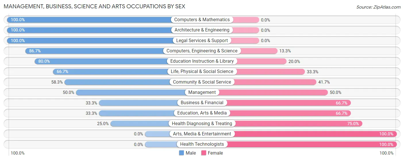 Management, Business, Science and Arts Occupations by Sex in Balaton