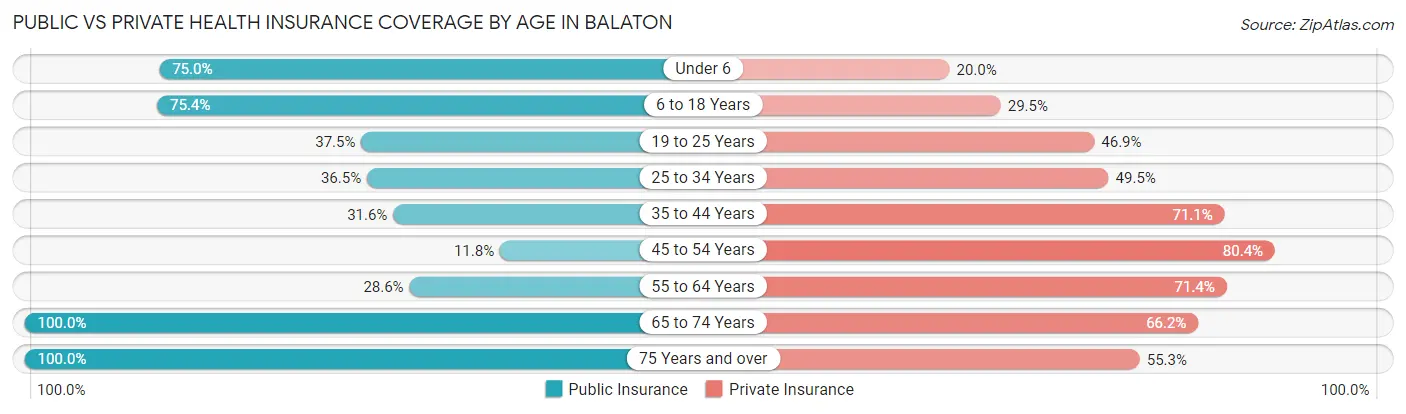 Public vs Private Health Insurance Coverage by Age in Balaton