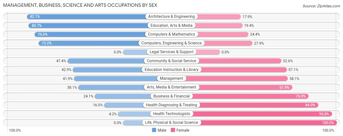 Management, Business, Science and Arts Occupations by Sex in Barnesville
