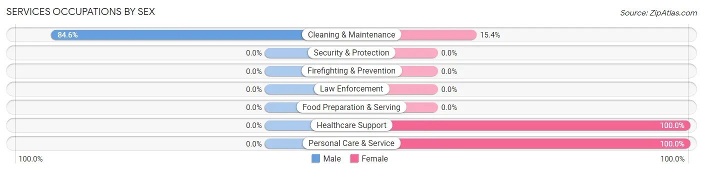 Services Occupations by Sex in Beaver Creek