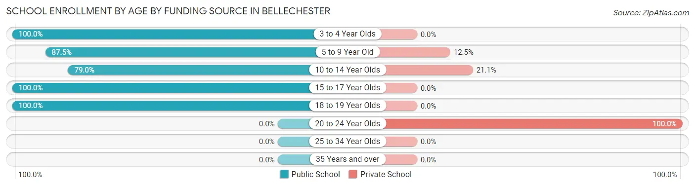 School Enrollment by Age by Funding Source in Bellechester