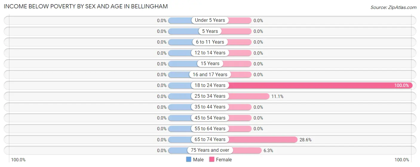 Income Below Poverty by Sex and Age in Bellingham