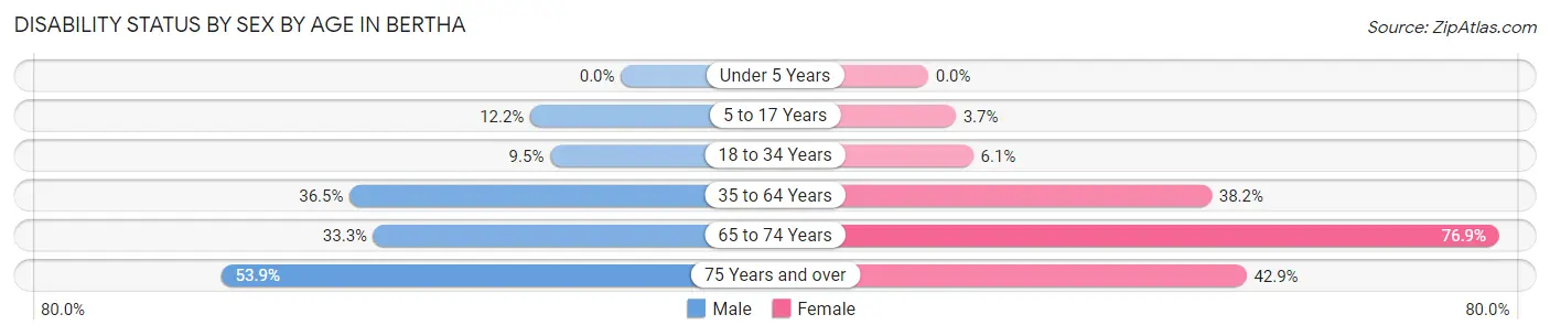 Disability Status by Sex by Age in Bertha
