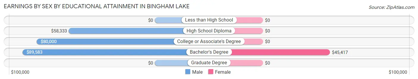 Earnings by Sex by Educational Attainment in Bingham Lake