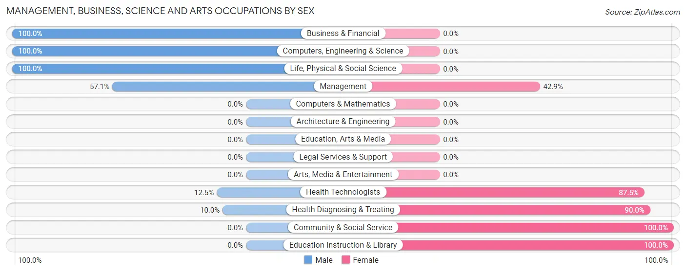 Management, Business, Science and Arts Occupations by Sex in Bingham Lake