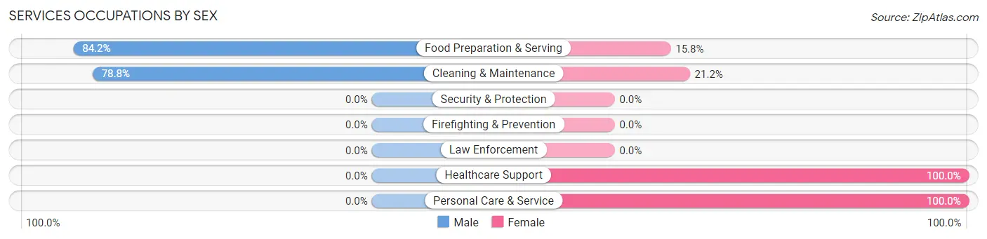 Services Occupations by Sex in Bird Island