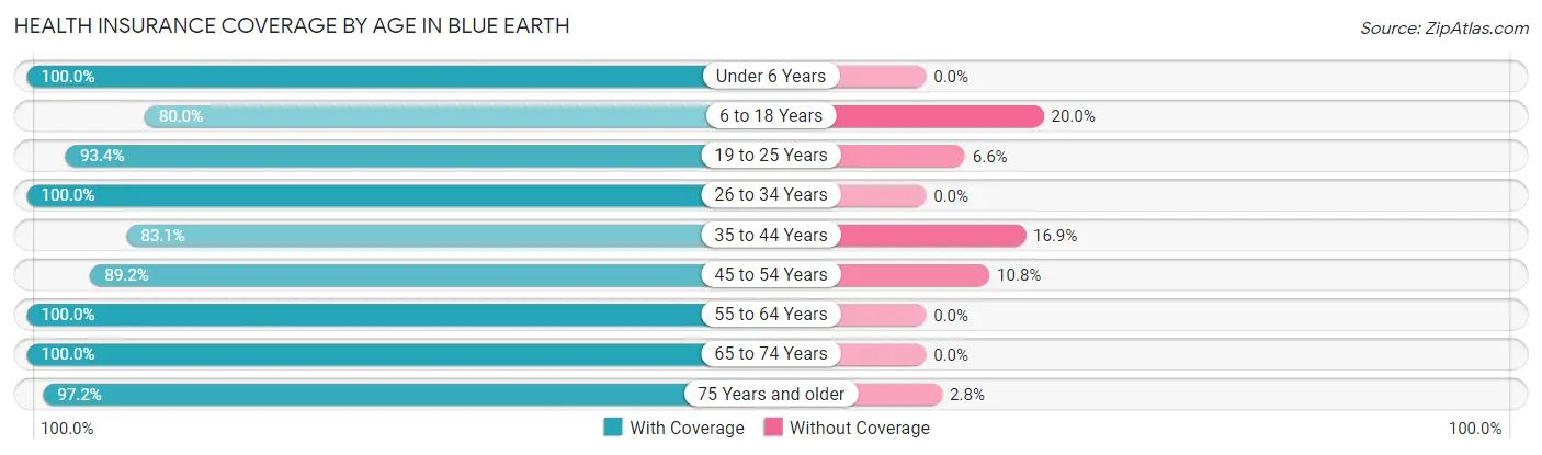 Health Insurance Coverage by Age in Blue Earth
