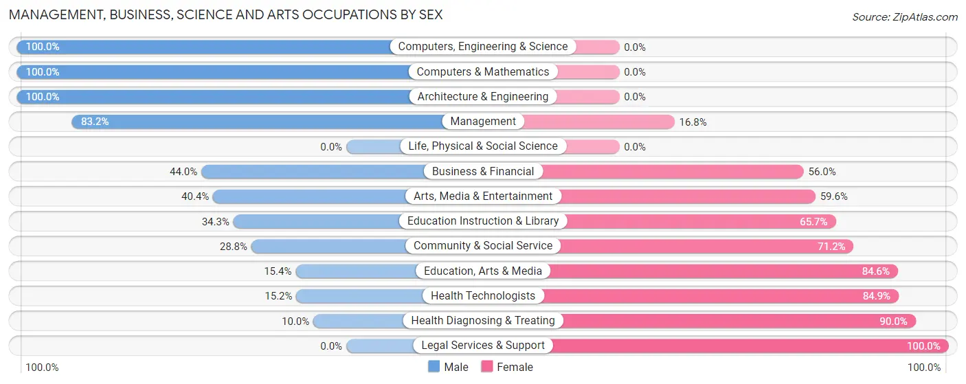 Management, Business, Science and Arts Occupations by Sex in Blue Earth