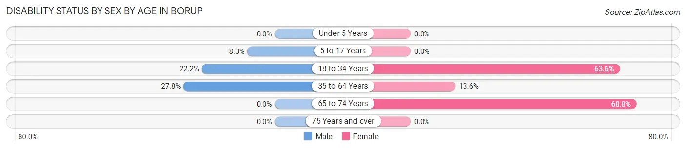 Disability Status by Sex by Age in Borup