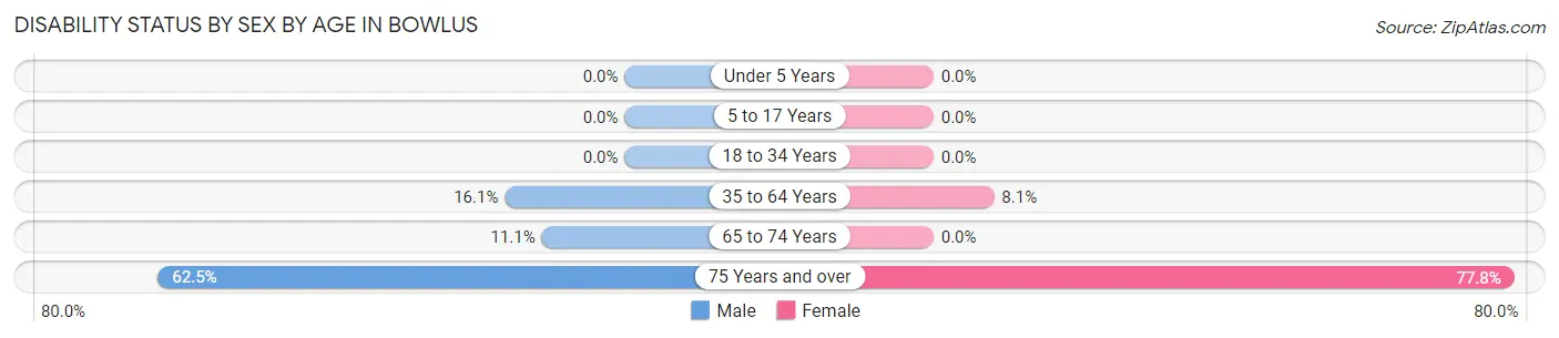 Disability Status by Sex by Age in Bowlus