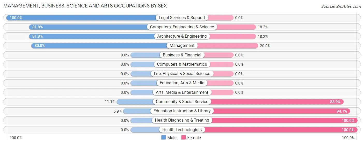 Management, Business, Science and Arts Occupations by Sex in Brandon