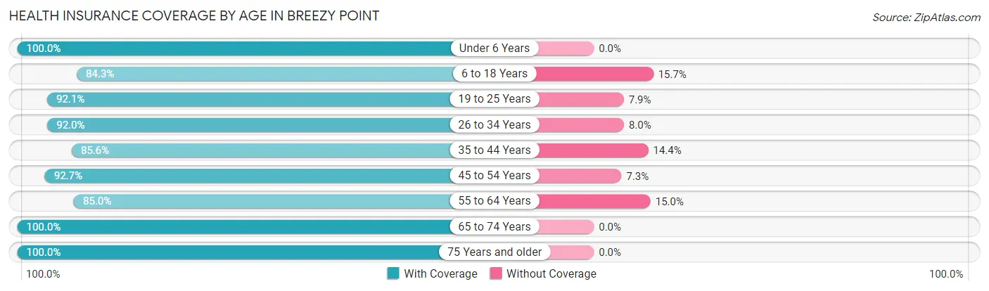 Health Insurance Coverage by Age in Breezy Point
