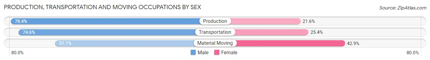 Production, Transportation and Moving Occupations by Sex in Breezy Point