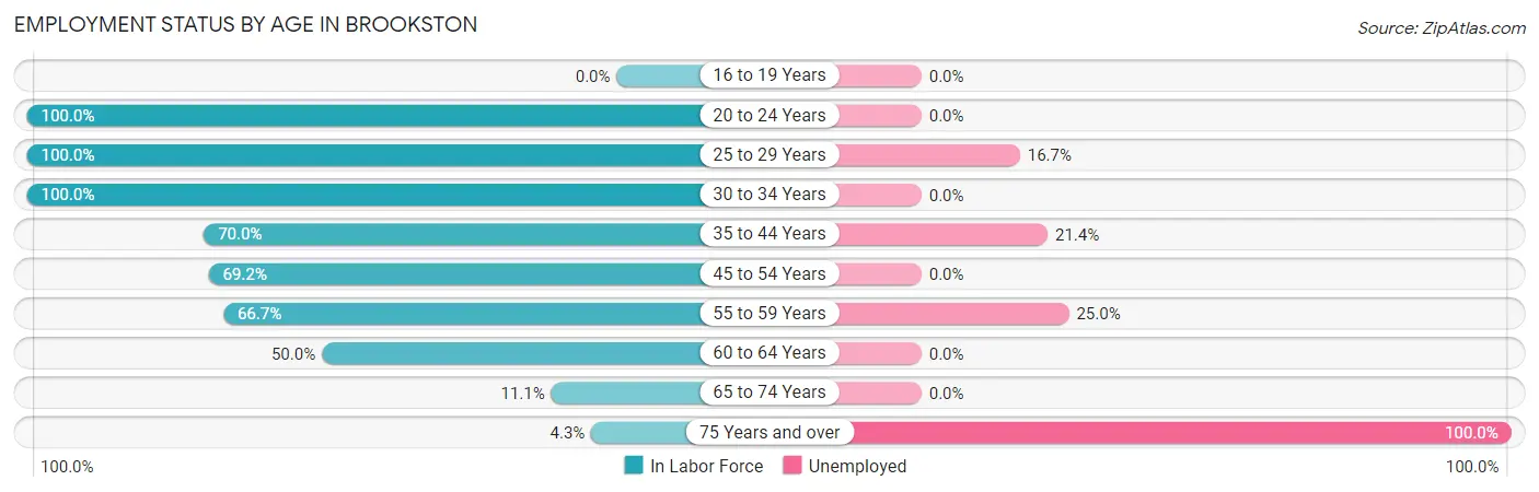 Employment Status by Age in Brookston