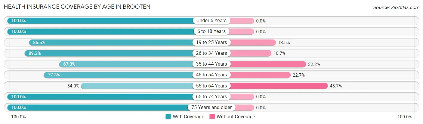 Health Insurance Coverage by Age in Brooten