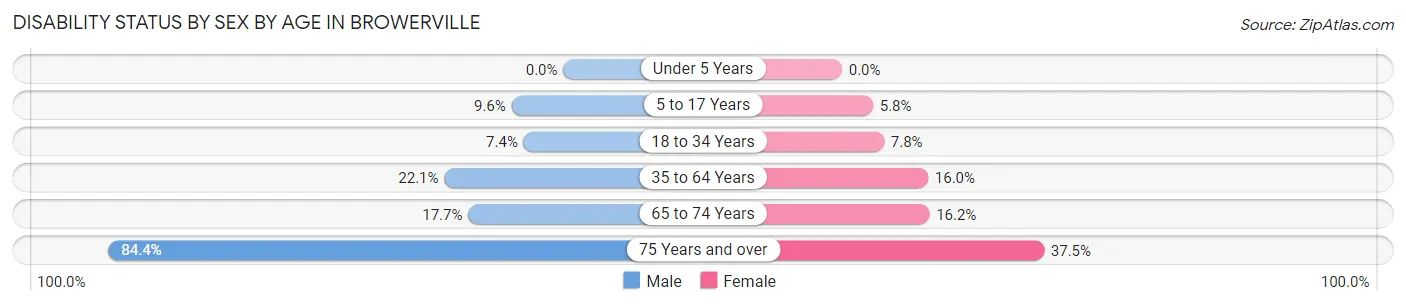 Disability Status by Sex by Age in Browerville