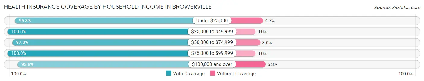 Health Insurance Coverage by Household Income in Browerville