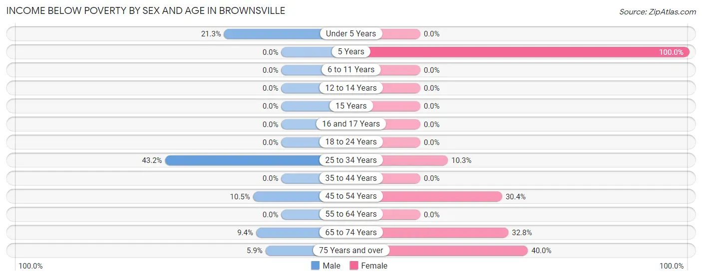 Income Below Poverty by Sex and Age in Brownsville