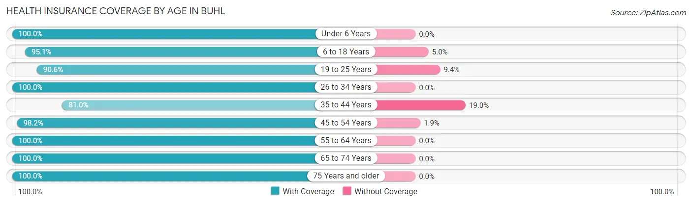Health Insurance Coverage by Age in Buhl