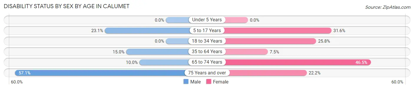 Disability Status by Sex by Age in Calumet