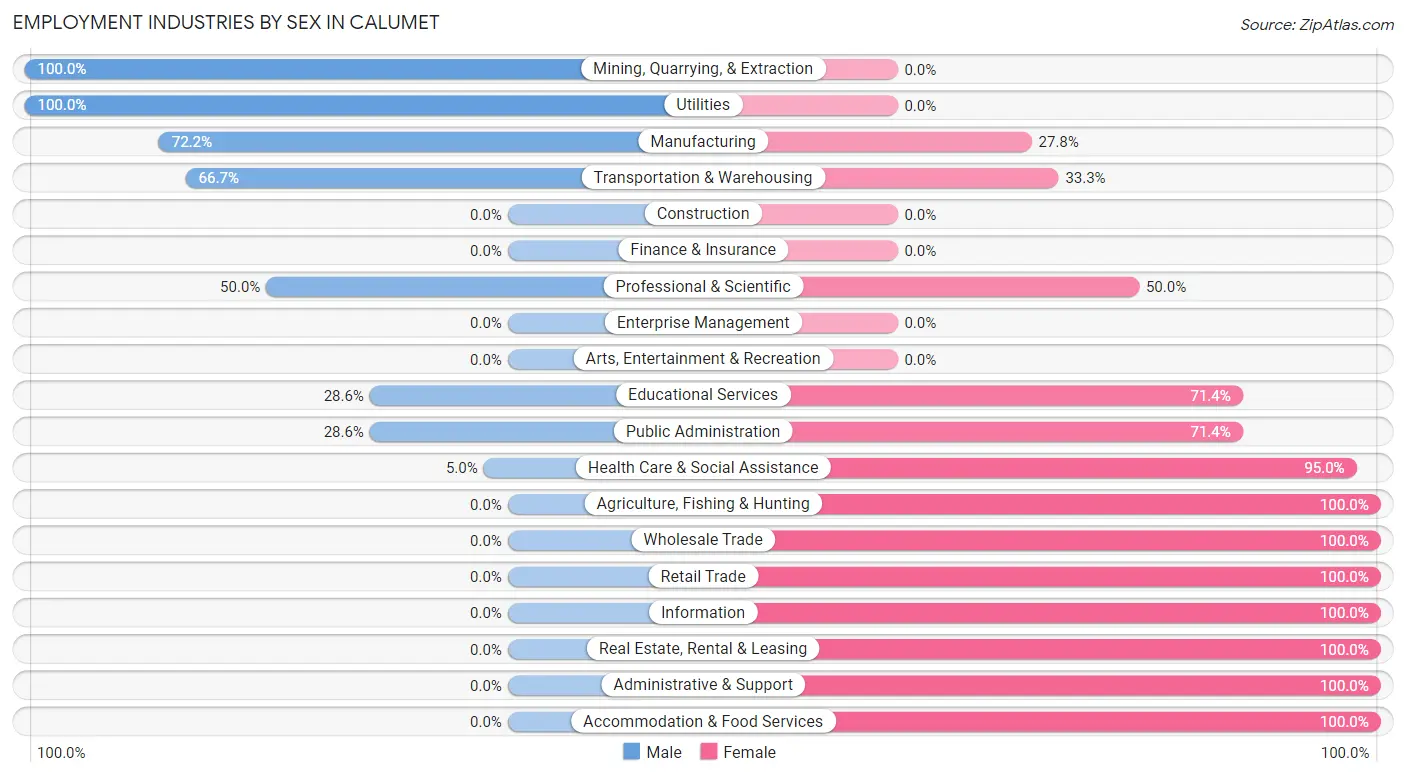 Employment Industries by Sex in Calumet