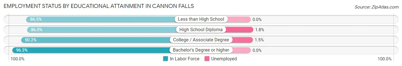 Employment Status by Educational Attainment in Cannon Falls