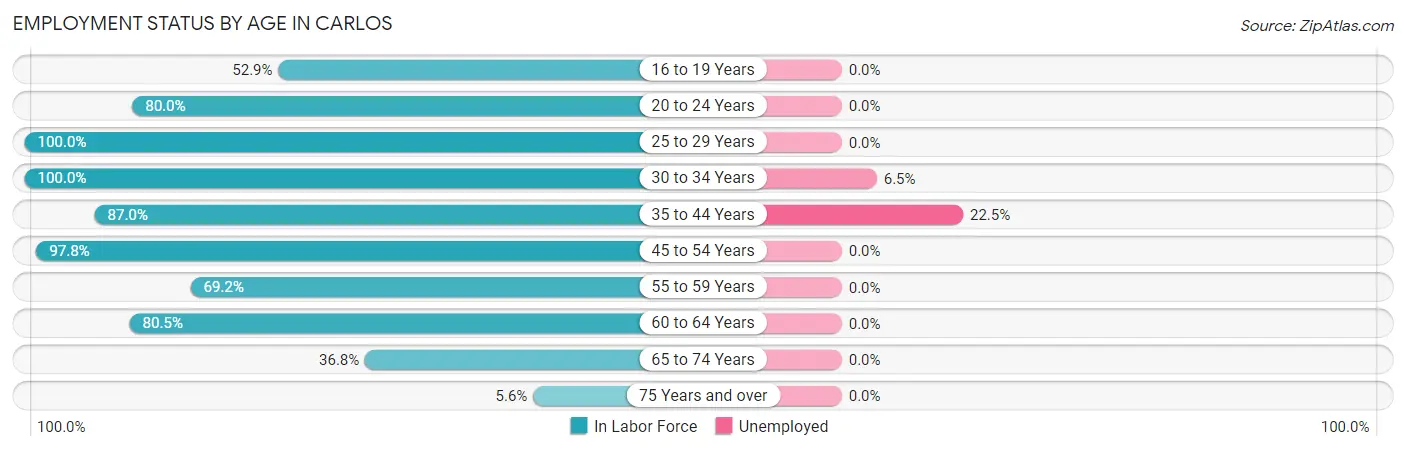 Employment Status by Age in Carlos