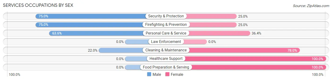 Services Occupations by Sex in Cass Lake