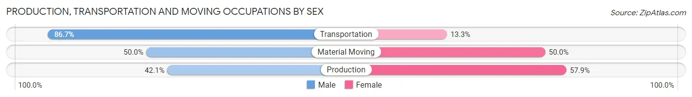 Production, Transportation and Moving Occupations by Sex in Center City