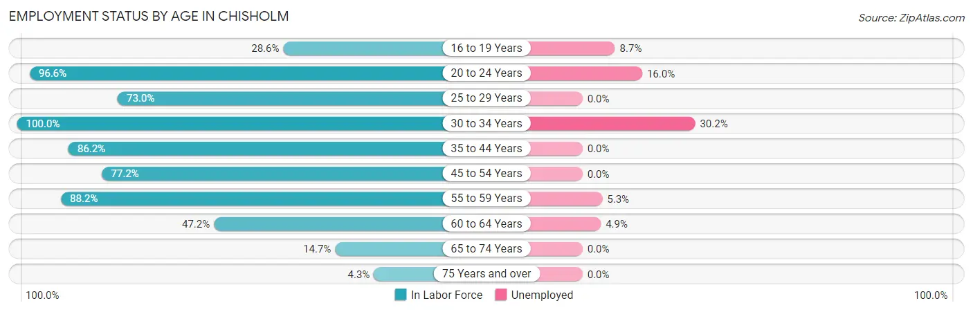 Employment Status by Age in Chisholm