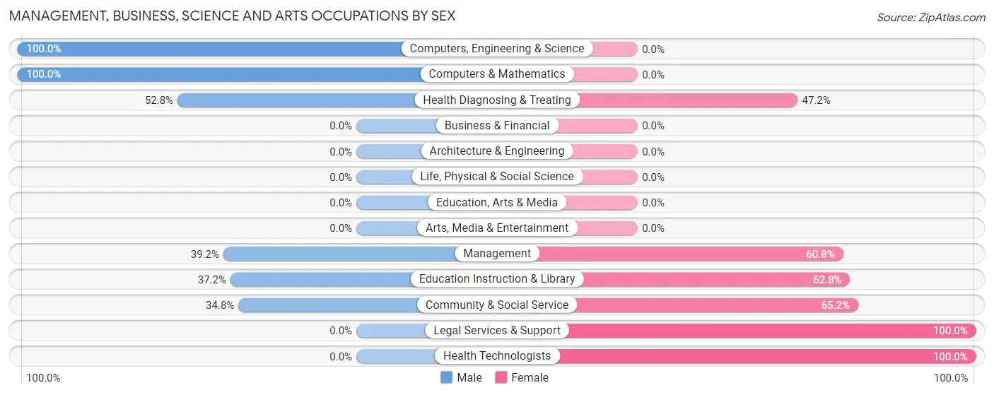 Management, Business, Science and Arts Occupations by Sex in Chisholm