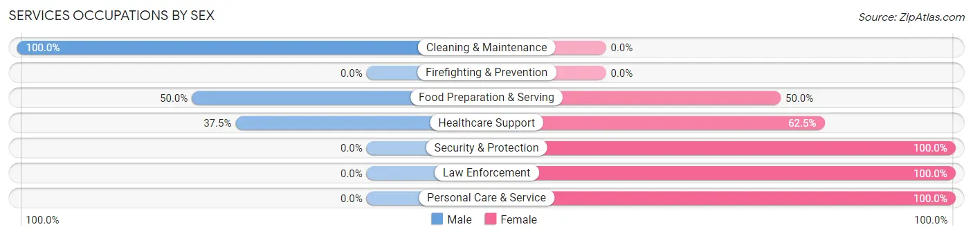 Services Occupations by Sex in Clarissa