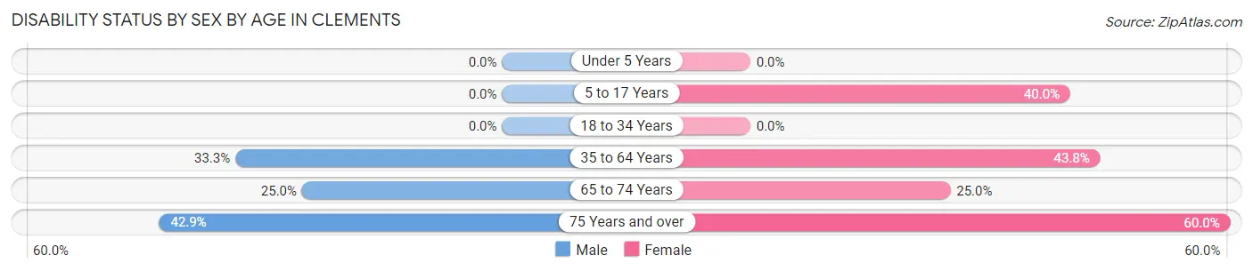 Disability Status by Sex by Age in Clements