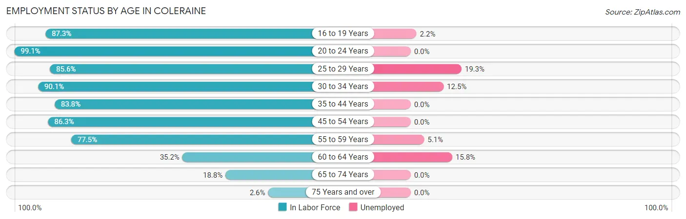 Employment Status by Age in Coleraine