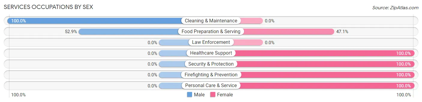 Services Occupations by Sex in Danube