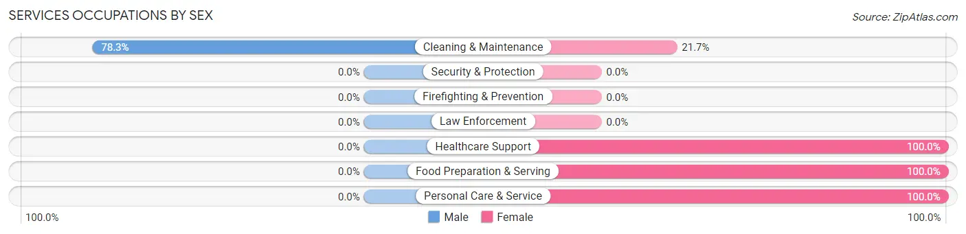 Services Occupations by Sex in Dawson
