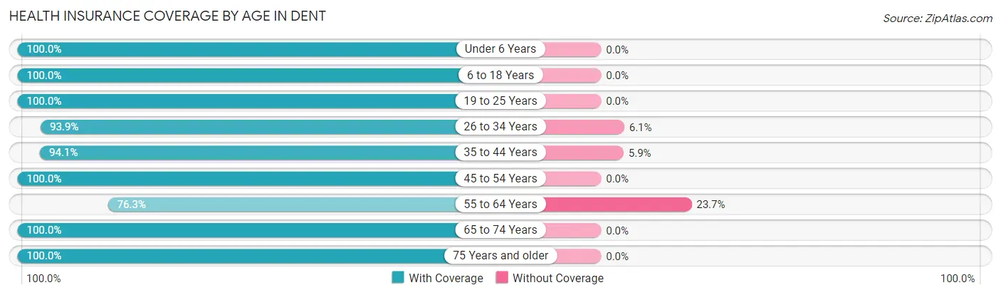 Health Insurance Coverage by Age in Dent