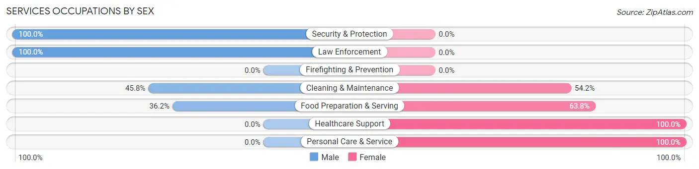 Services Occupations by Sex in Dodge Center