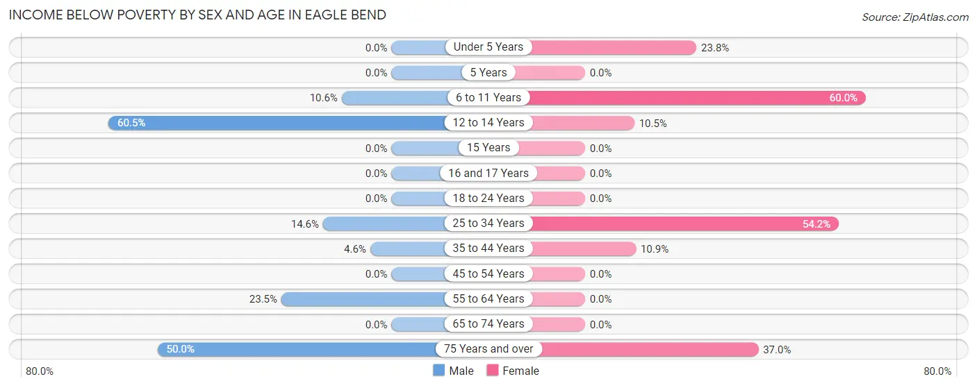 Income Below Poverty by Sex and Age in Eagle Bend