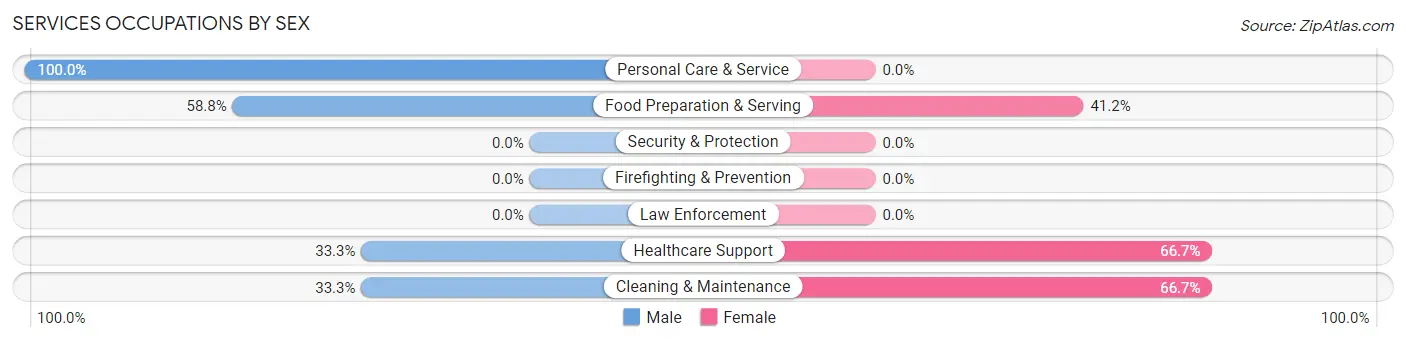 Services Occupations by Sex in Ellendale