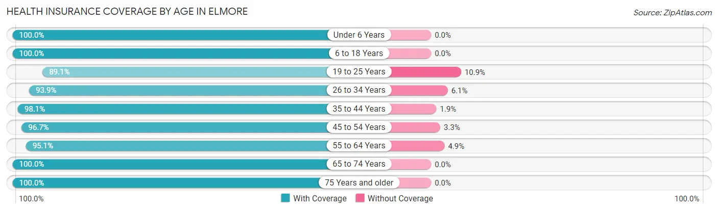 Health Insurance Coverage by Age in Elmore