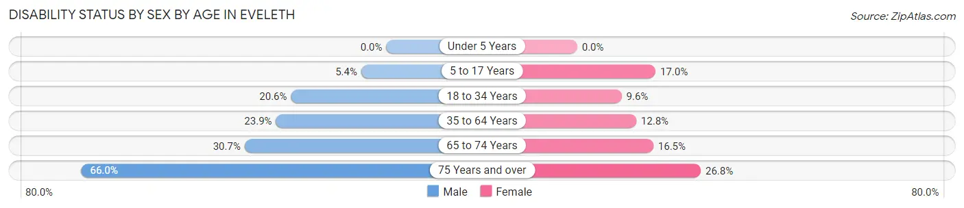 Disability Status by Sex by Age in Eveleth