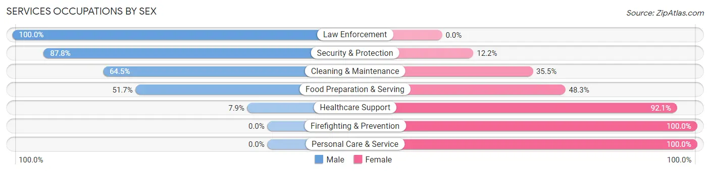 Services Occupations by Sex in Eveleth